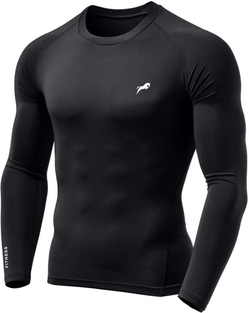 JUST RIDER Men Polyester Compression Swimming Slim Fit T Shirt Full Sleeves (Large) Black - Image 5