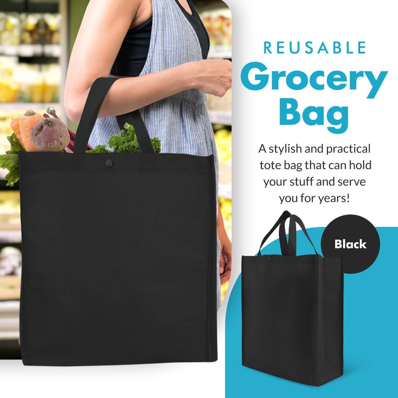 Simply Green Solutions Simply Green Solutions - Reusable Grocery Bags, Durable Large Tote Bags, Shopping Bags for Groceries, Utility Tote, Reusable Gift Bags With Handles, 14 x 16.5 x 6, Pack of 10, Black  - Image 2