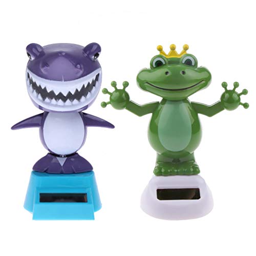 KODORIA 2pcs Solar Powered Dancing Toys Swinging Animated Bobble Head Dancer Toy Car Decor Ornament Frog Shark - Image 1