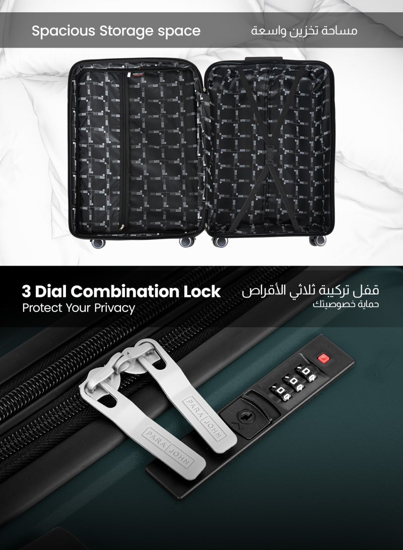 بارا جون طقم حقائب سفر صلبة من  قطع من مادة البولي بروبلين بعجلات دوارة رباعية، أخضر - Image 3