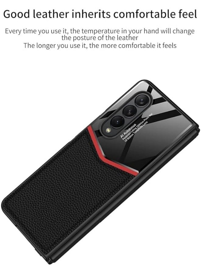 Case Compatible with Samsung Galaxy Z Fold 3, Z Fold 3 Case Leather, Ultra-Thin Plain Leather, Light Luxury Business Case Compatible with Galaxy Z Fold 3 5G - Image 3