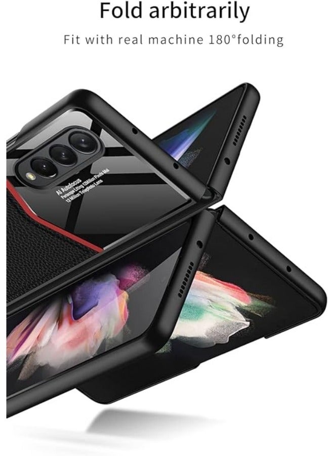 Case Compatible with Samsung Galaxy Z Fold 3, Z Fold 3 Case Leather, Ultra-Thin Plain Leather, Light Luxury Business Case Compatible with Galaxy Z Fold 3 5G - Image 4