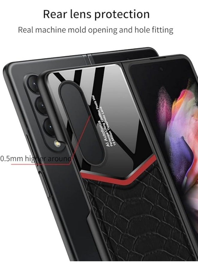 Case Compatible with Samsung Galaxy Z Fold 3, Z Fold 3 Case Leather, Ultra-Thin Plain Leather, Light Luxury Business Case Compatible with Galaxy Z Fold 3 5G - Image 5
