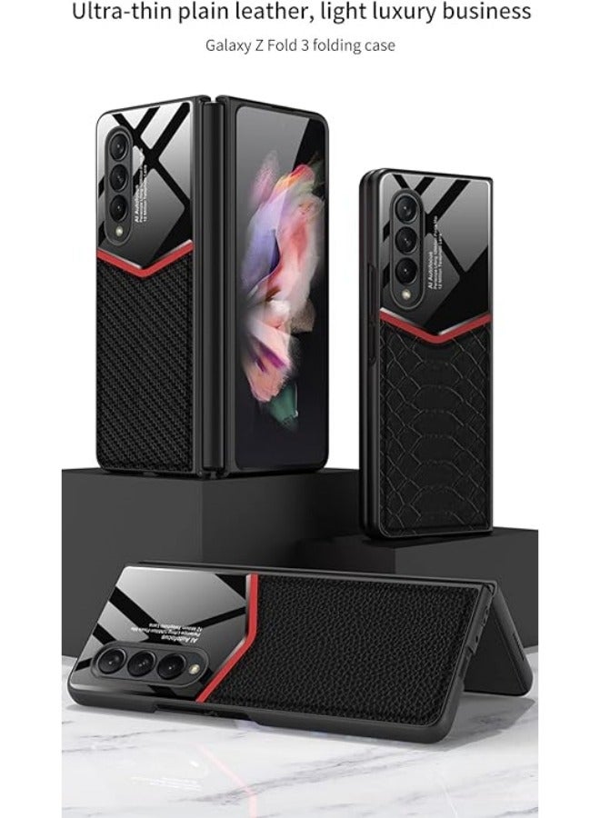 Case Compatible with Samsung Galaxy Z Fold 3, Z Fold 3 Case Leather, Ultra-Thin Plain Leather, Light Luxury Business Case Compatible with Galaxy Z Fold 3 5G - Image 2