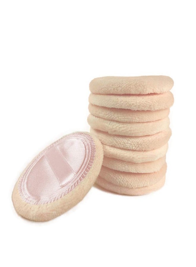 LOOKSEVEN 10pcs Powder Puff Cotton Cosmetic Face Makeup Powder Puffs Pads with Ribbon for Loose and Foundation 2.36 inch. (Beige) - Image 5