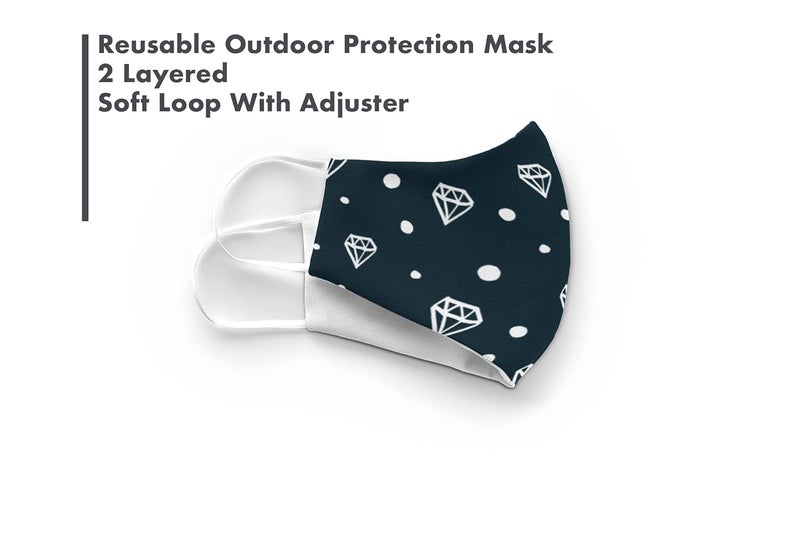 Story Sketchers Diamonds Cotton Face Mask 2 Ply Soft Loop With Adjusters  - Image 2