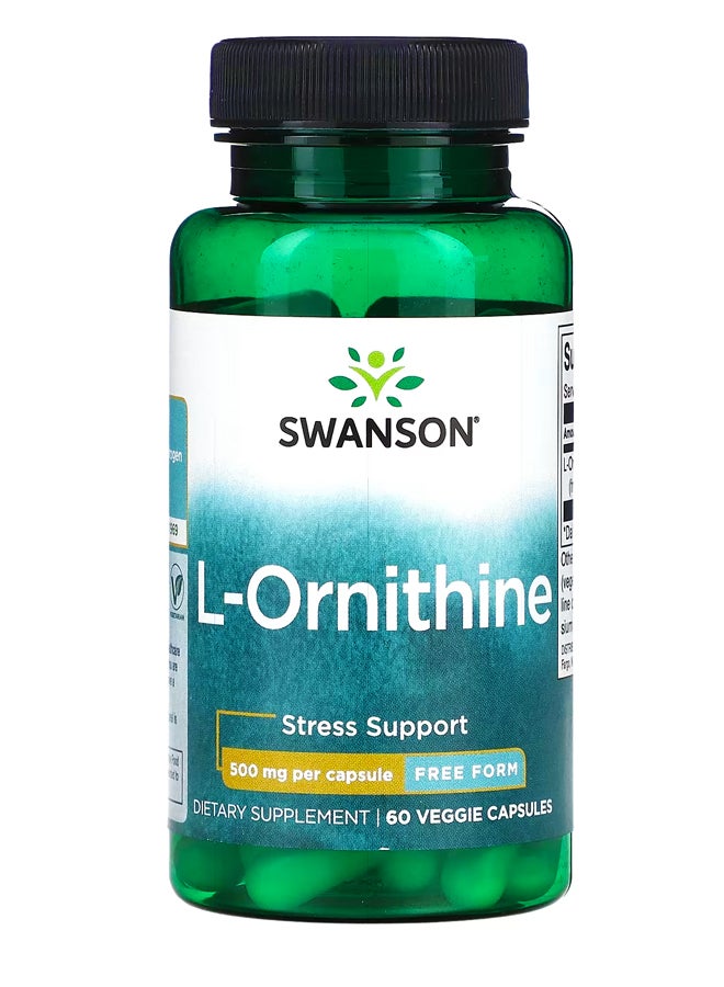 سوانسون ل-أورنيثين ، شكل حر ، 500 ملجم ، 60 كبسولة نباتية