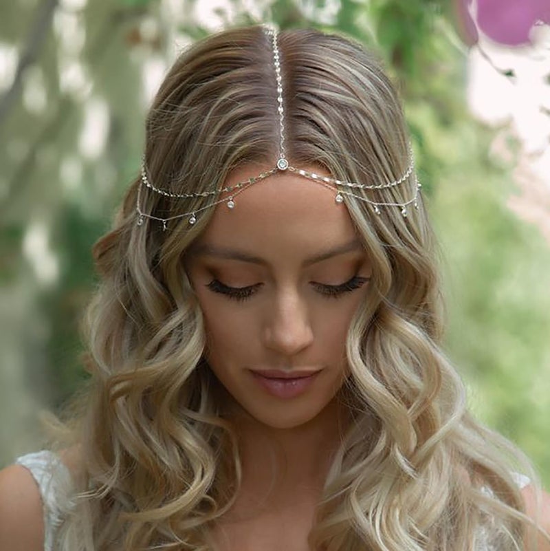 STONEFANS Rhinestone Head Chain Silver Bride Headpiece Wedding Headbands Chain Layered Festival Prom Hair Accessories for Women And Girls (silver) - Image 1
