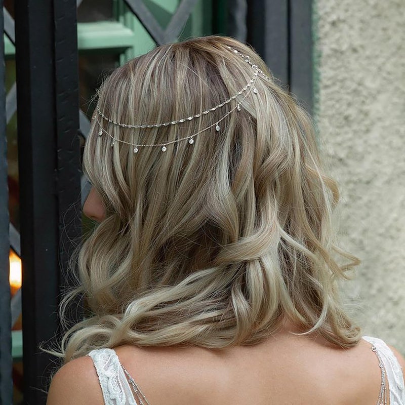 STONEFANS Rhinestone Head Chain Silver Bride Headpiece Wedding Headbands Chain Layered Festival Prom Hair Accessories for Women And Girls (silver) - Image 5