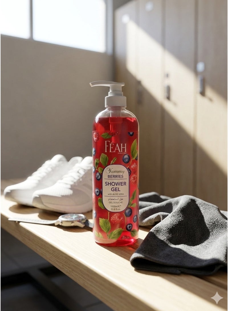 Feah Yummy Berries Body Shower Gel 1000ML - Sweet Fruity Fragrance Body Wash - Image 2