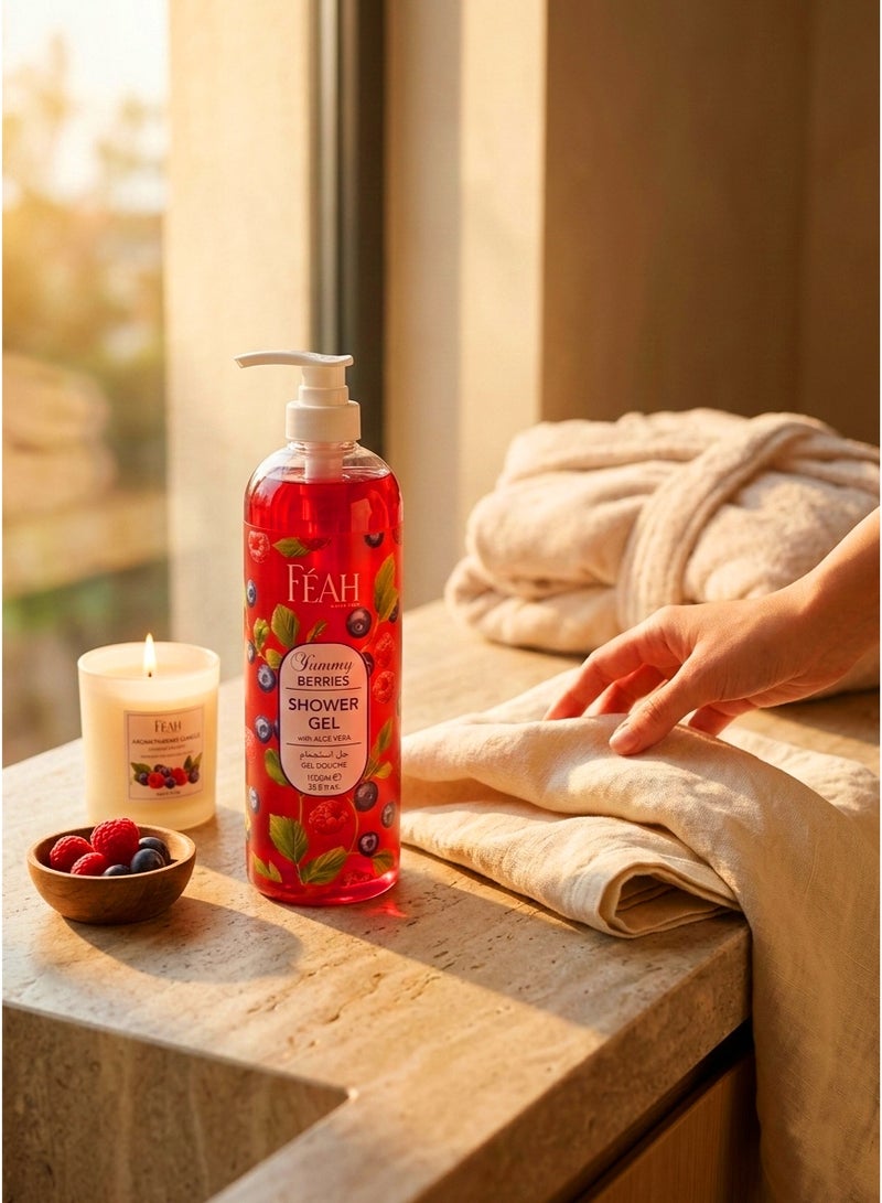 Feah Yummy Berries Body Shower Gel 1000ML - Sweet Fruity Fragrance Body Wash - Image 4