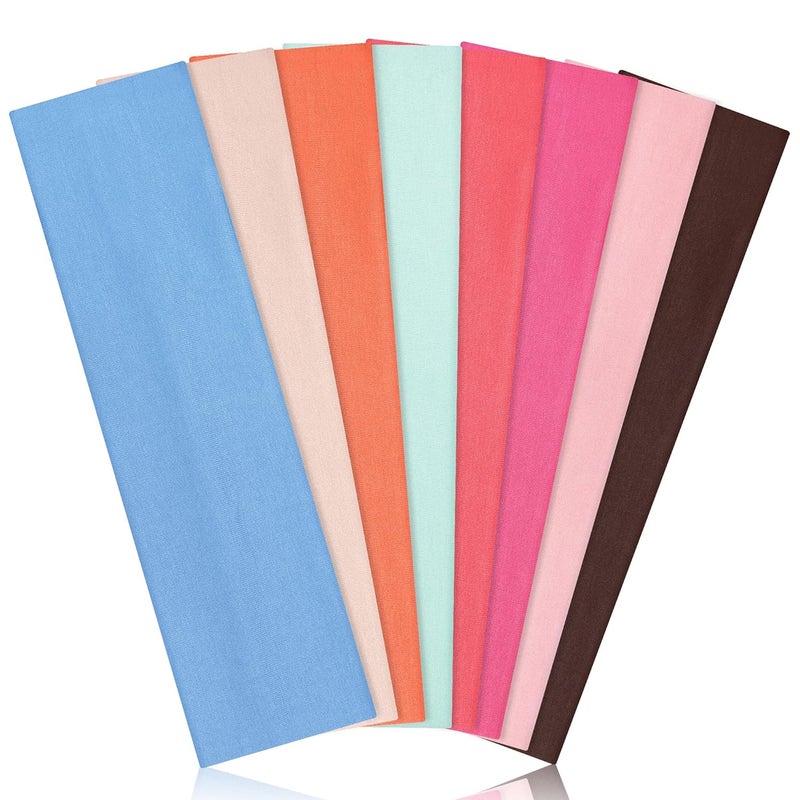 Ztomine Store Headbands for Women, 8pcs Stretchy Non Slip Soft Cotton Cloth Hair Bands for Sports, Workout, Yoga and Running - Image 1