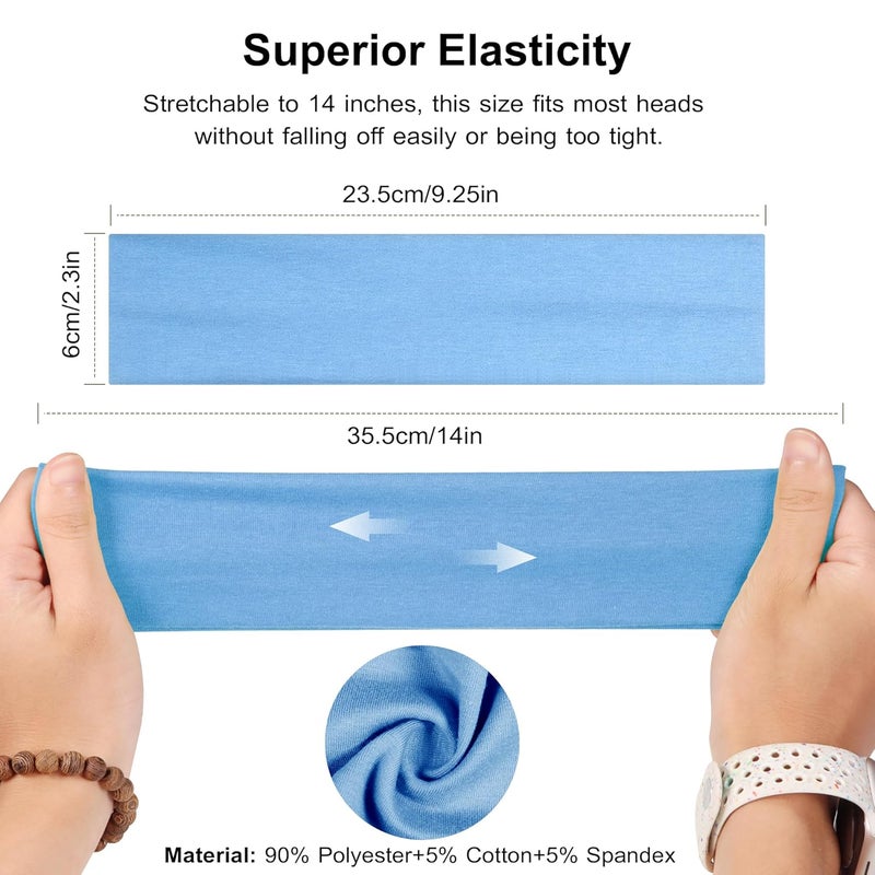 Ztomine Store Headbands for Women, 8pcs Stretchy Non Slip Soft Cotton Cloth Hair Bands for Sports, Workout, Yoga and Running - Image 3