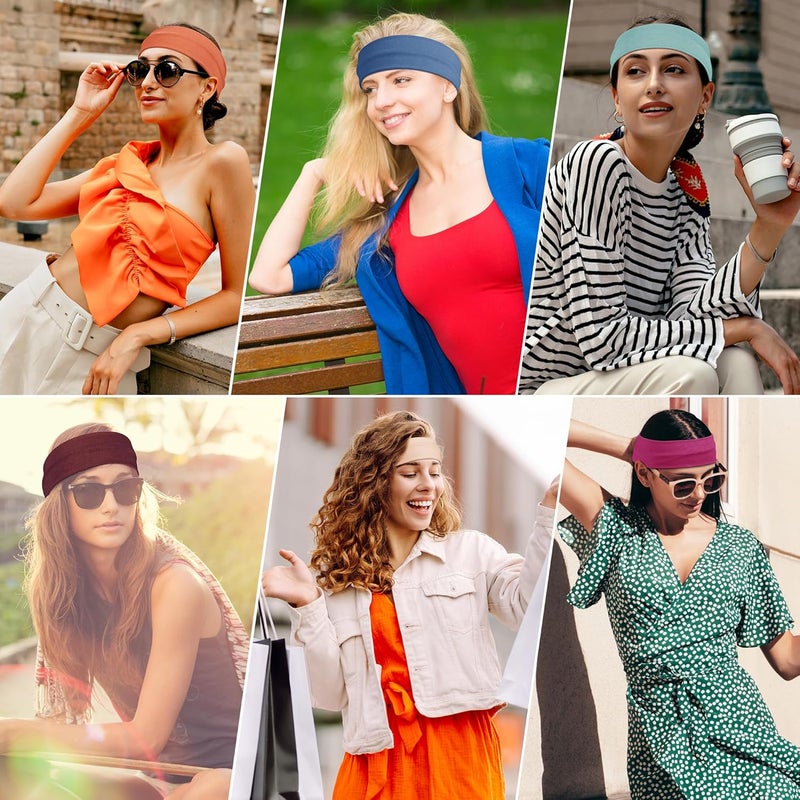 Ztomine Store Headbands for Women, 8pcs Stretchy Non Slip Soft Cotton Cloth Hair Bands for Sports, Workout, Yoga and Running - Image 4
