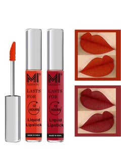 MI FASHION Pure Matte Liquid Lipstick, Highly Pigmented (Orange, Red) 100% Non Transfer & Suitable For Sensitive Lips 3.5ml (Pack Of 2)