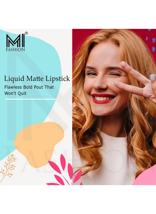 MI FASHION MI FASHION Pure Matte Liquid Lipstick, Highly Pigmented (Orange, Red) 100% Non Transfer & Suitable For Sensitive Lips 3.5ml (Pack Of 2)  - Image 2