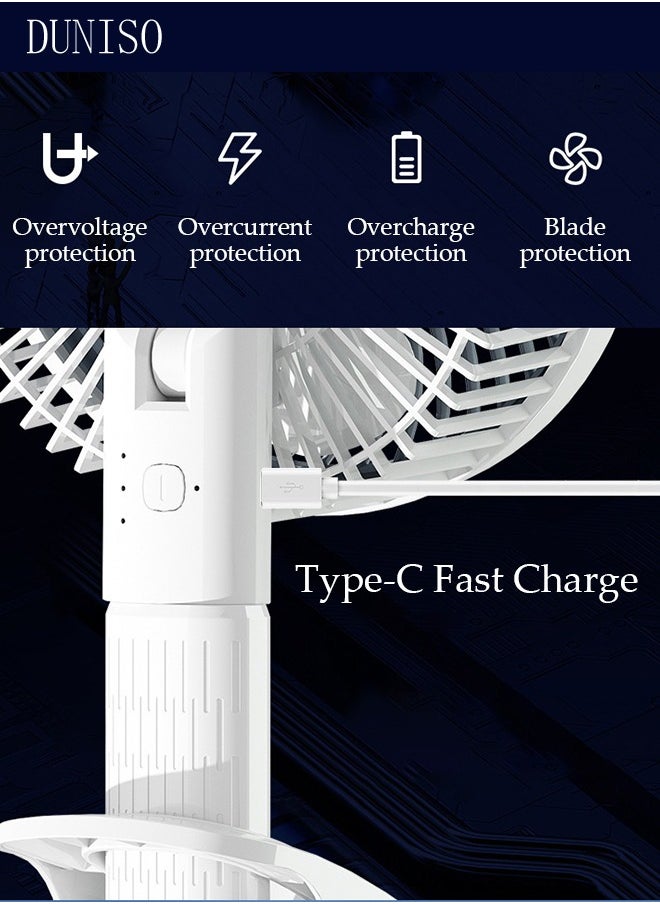 DUNISO - Multifunction Desk Fan,Rechargeable Handheld Fan,360° Rotation Wall Mounted Fan with Detachable Base Fast Charge 3 Speed Regulation for Home Office School - Image 1