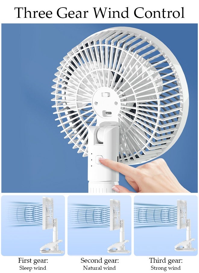 DUNISO - Multifunction Desk Fan,Rechargeable Handheld Fan,360° Rotation Wall Mounted Fan with Detachable Base Fast Charge 3 Speed Regulation for Home Office School - Image 1