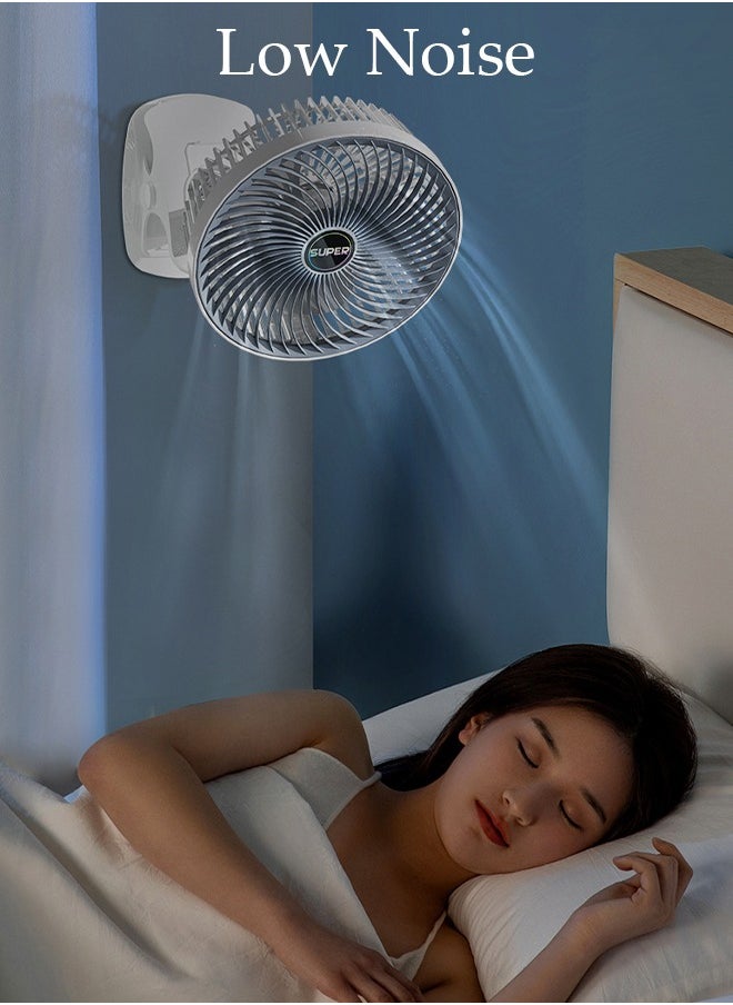 DUNISO - Multifunction Desk Fan,Rechargeable Handheld Fan,360° Rotation Wall Mounted Fan with Detachable Base Fast Charge 3 Speed Regulation for Home Office School - Image 1