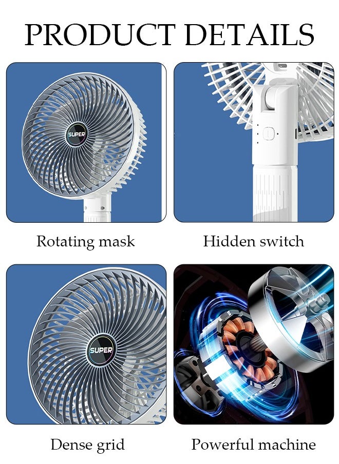 DUNISO - Multifunction Desk Fan,Rechargeable Handheld Fan,360° Rotation Wall Mounted Fan with Detachable Base Fast Charge 3 Speed Regulation for Home Office School - Image 1