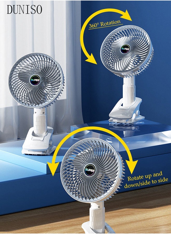 DUNISO - Multifunction Desk Fan,Rechargeable Handheld Fan,360° Rotation Wall Mounted Fan with Detachable Base Fast Charge 3 Speed Regulation for Home Office School - Image 1
