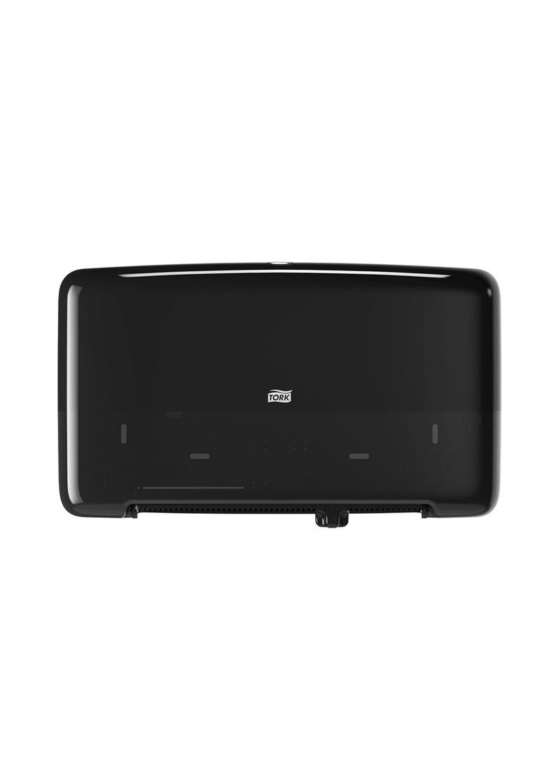 Tork Tork Twin Mini Jumbo Toilet Paper Roll Dispenser Black T2 Protects Rolls Elevation Range 5555290  - Image 1