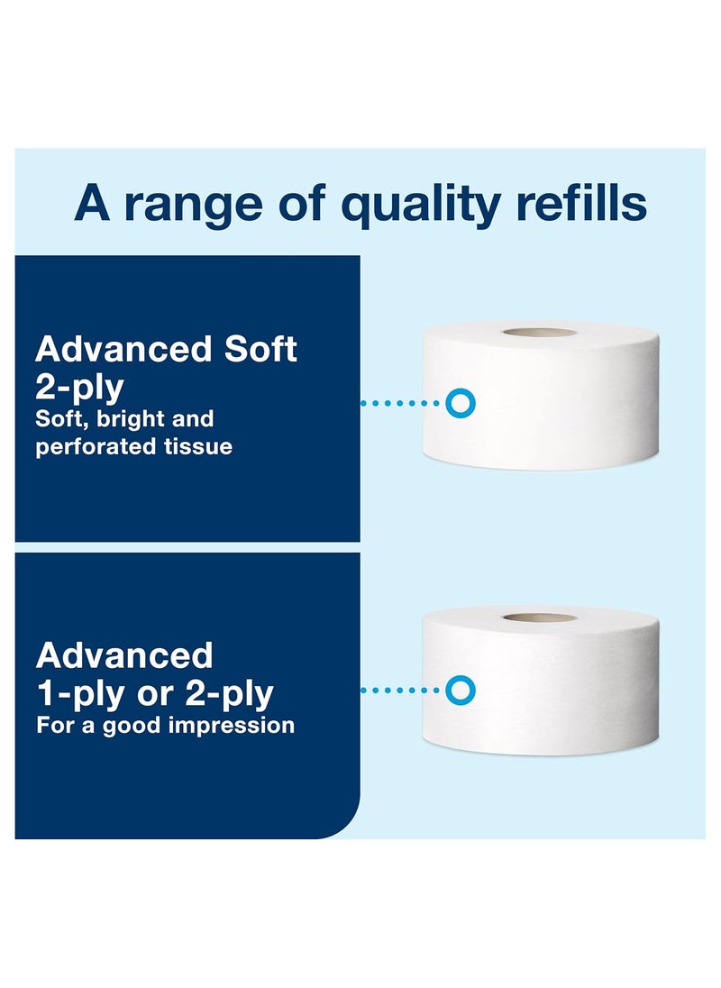 Tork Tork Twin Mini Jumbo Toilet Paper Roll Dispenser Black T2 Protects Rolls Elevation Range 5555290  - Image 3