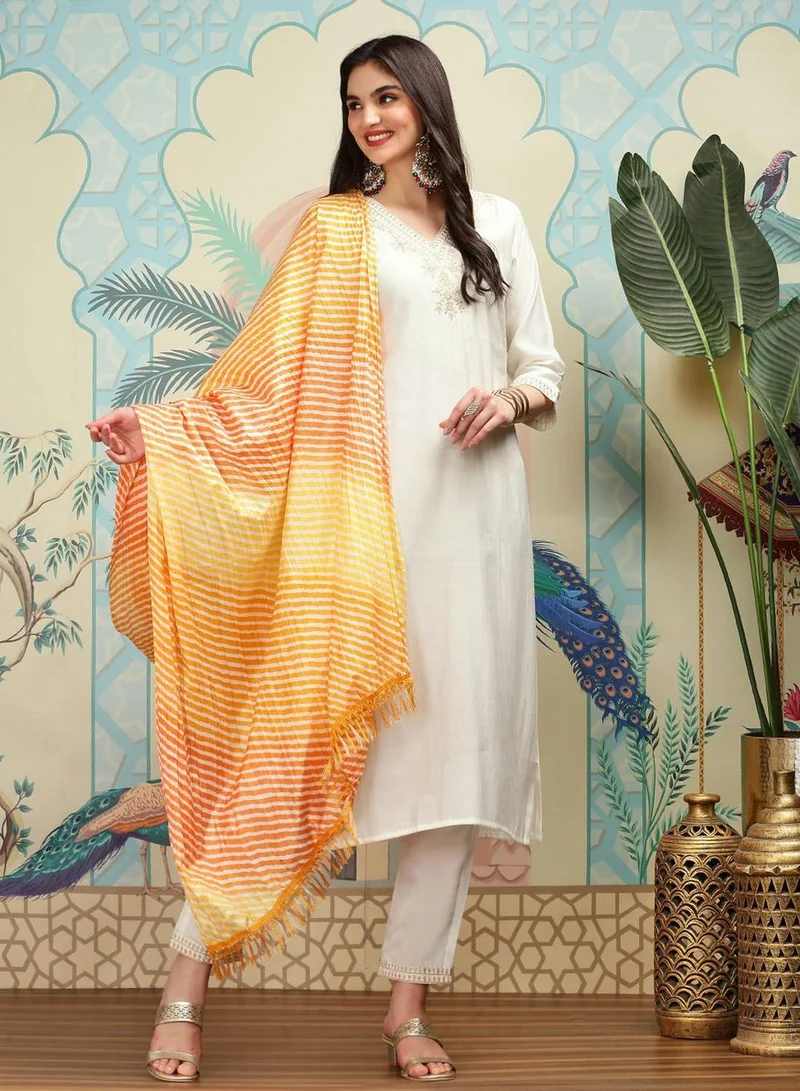 آي شين Women WHITE 3 pcs (Kurta with Dupatta)