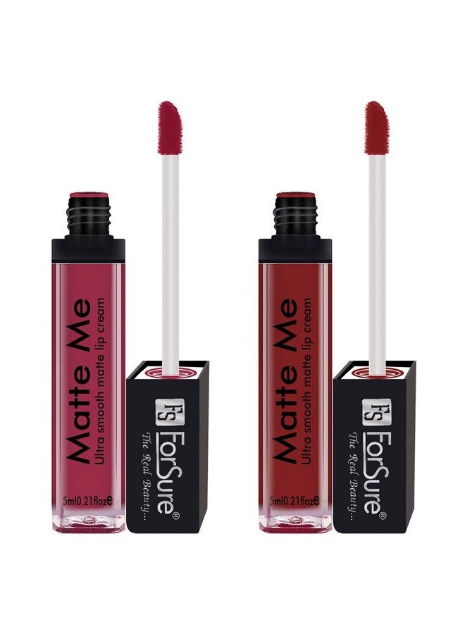 FORSURE Matte Me Liquid Lipstick Combo Of 2 (Non Transferable) (Red & Maroon) - Image 1