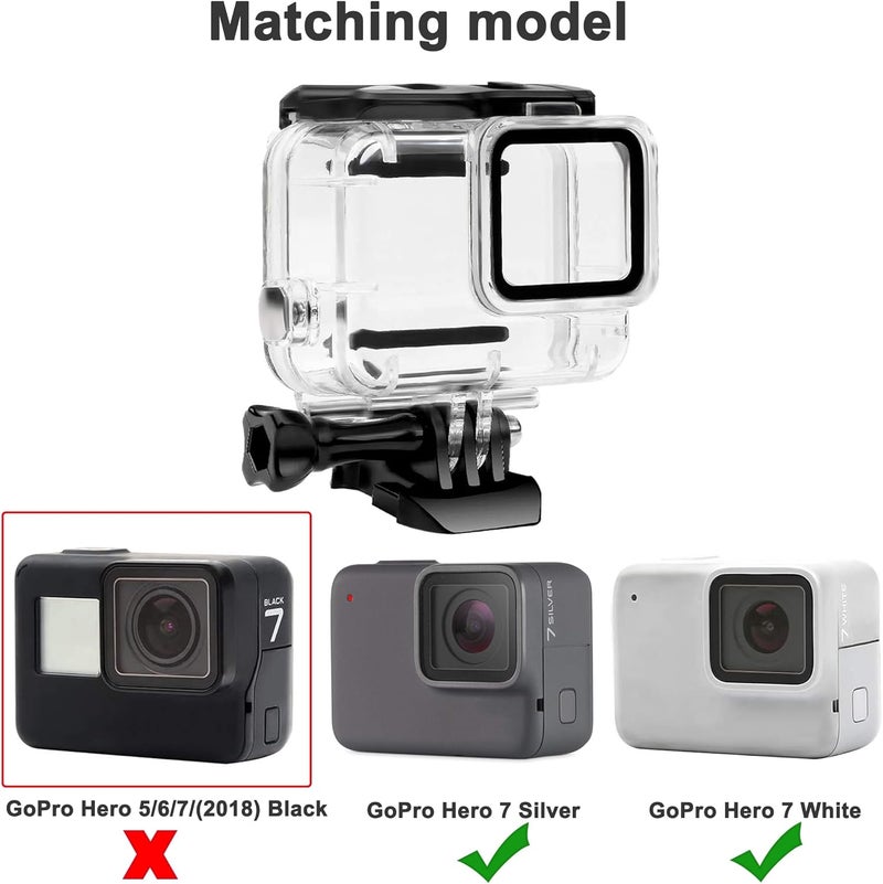 FiTSTILL 148FT/45M Waterproof Housing Case Only for Go Pro Hero 7 White & Silver, Protective Underwater Dive Case Shell Bracket Mount for Go Pro Hero 7 White & Silver Action Camera Accessories - Image 2