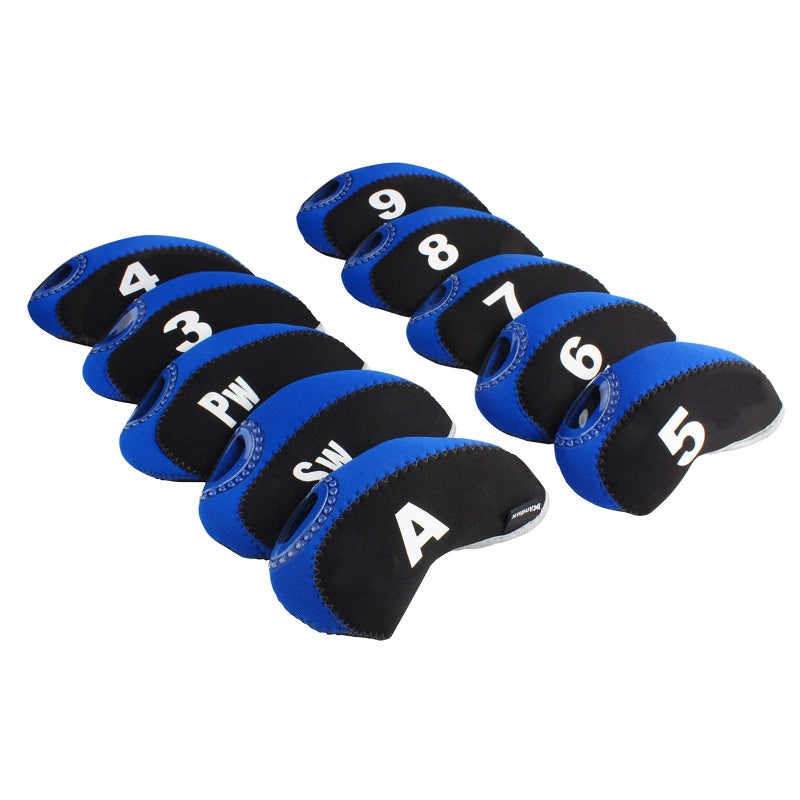 Andux Number Print Golf Iron Club Head Covers with Transparent Window 10pcsSet BlackBlue - Image 2