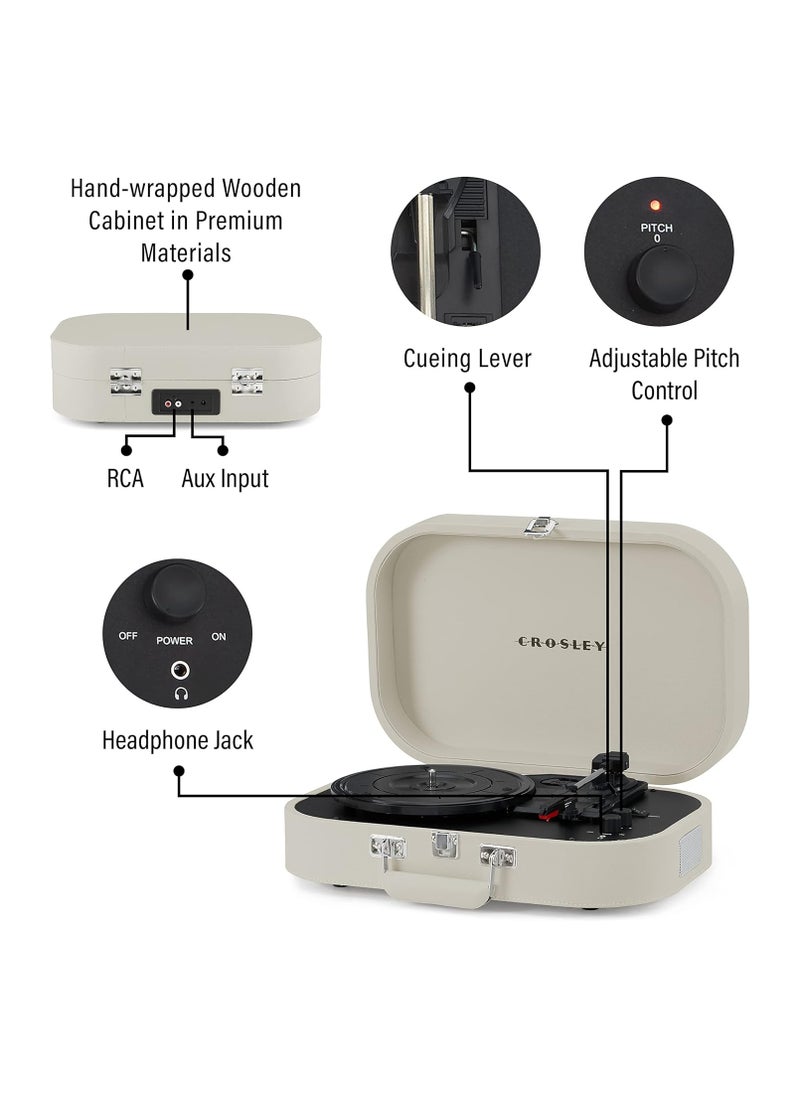 Crosley - Crosley CR8009B-DU Discovery Vintage Bluetooth in/Out 3-Speed Belt-Driven Suitcase Vinyl Record Player Turntable, Dune - Image 1