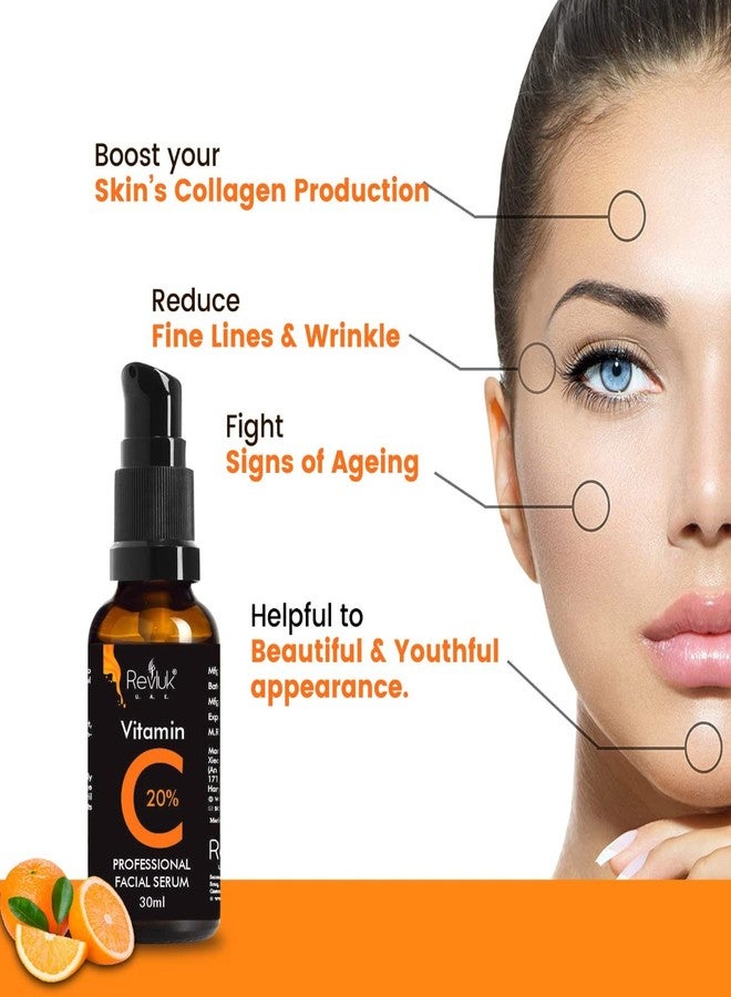 Revluk-Profesional Vitamin C + Hyaluronic Acid - Brightening & Anti‑Ageing Facial Serum Facial Serum For Glowing & Radiant Skin | Dark Spots Uneven Skin Tone|For Dull Skin - 30ml - Image 3