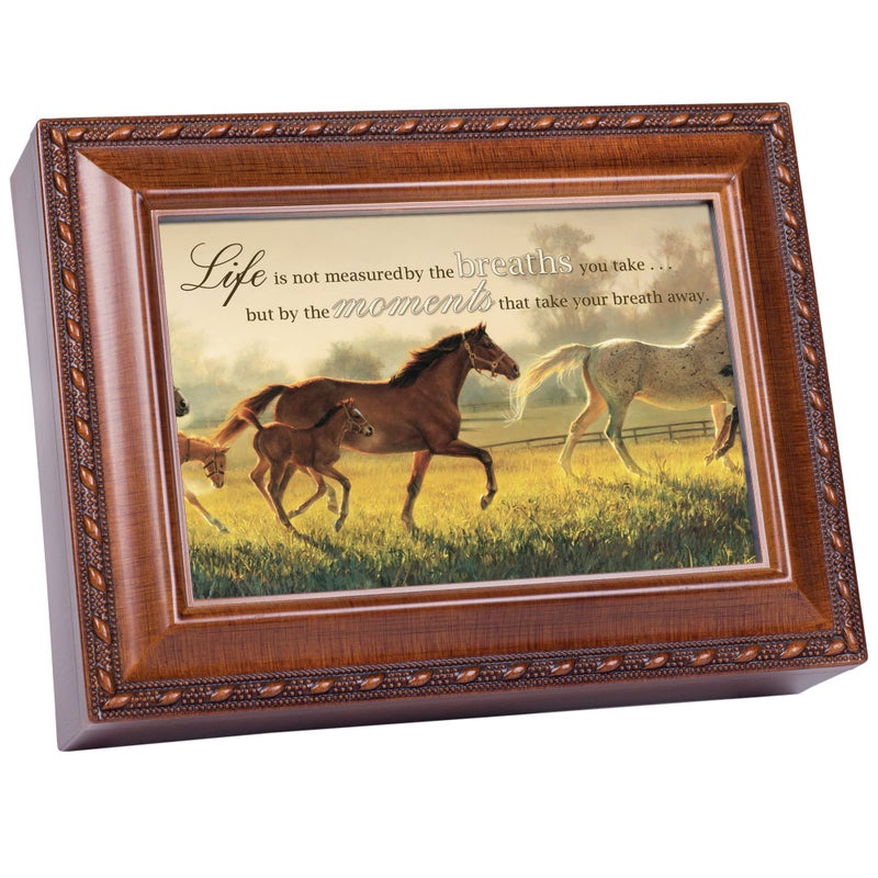 Cottage Garden Cottage Garden Life Measured by Moments Woodgrain Rope Trim Jewelry Music Box Plays Wonderful World 