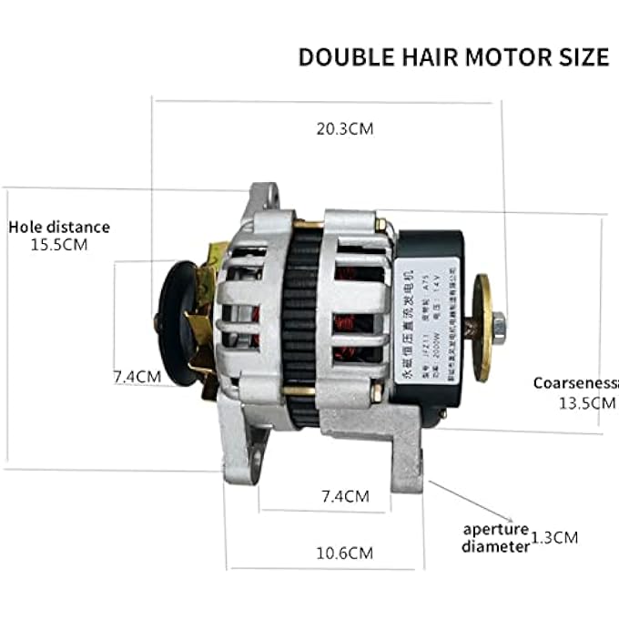 OLONETO 2000W 12V/24V Permanent Magnet DC Alternator, Pure Copper Core, Low Noise, Brushless, Double Heads For Single Cylinder Diesel Engines In Automobiles & Agricultural Vehicles(12V) - Image 3