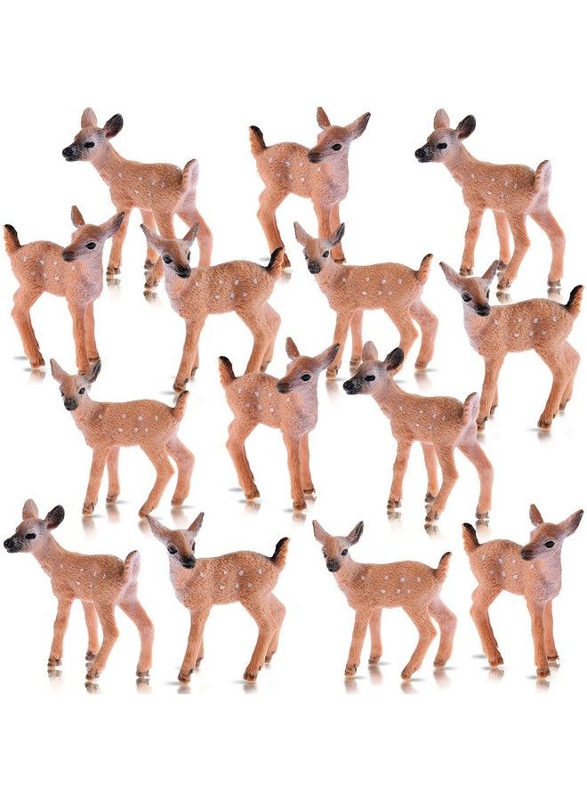 Skylety 14 قطعة تماثيل غزال مصغرة للحرف، زينة كعكة غزال، تماثيل غزال صغيرة، ألعاب غزال لحفلات عيد الميلاد وزينة حفلات الاستحمام - Image 1