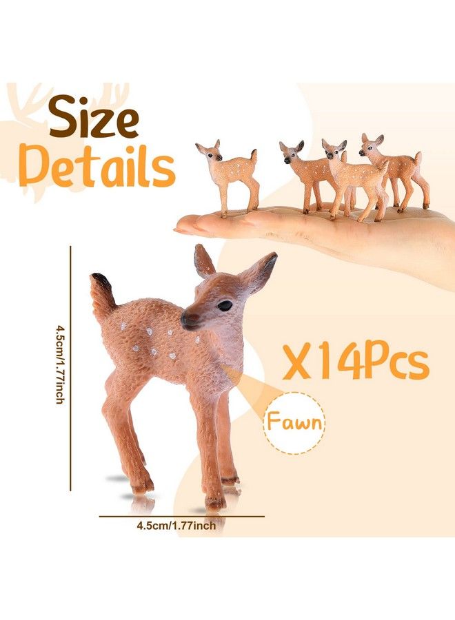 Skylety 14 قطعة تماثيل غزال مصغرة للحرف، زينة كعكة غزال، تماثيل غزال صغيرة، ألعاب غزال لحفلات عيد الميلاد وزينة حفلات الاستحمام - Image 3