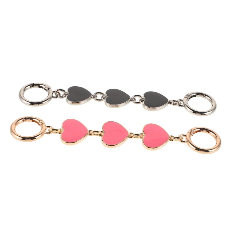 2pcs Heart Bag Chain Extension Strap Removable Decorative Handbag Accessory Lightweight Portable - Image 2