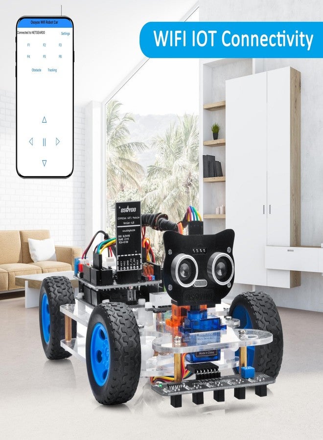 OSOYOO Robot Rc Smart Car DIY Kit to Build for Adults Teens with Servo Power Steering Motor, WiFi, Bluetooth, Code Programmable Compatible with Arduino - Image 4