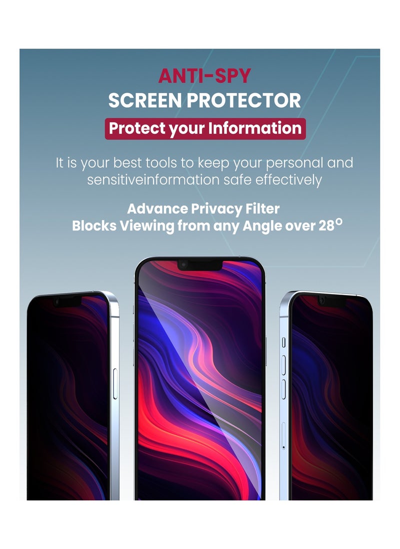 Moxedo - Moxedo Ultra Shield Tempered Glass Screen Protector Privacy 9H Hardness Full Coverage Anti-Spy Protection with Auto-Align Easy Applicator Compatible for iPhone 13 Pro Max 6.7 inch - Image 1