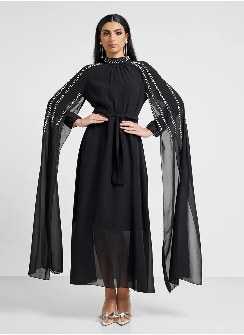 Khizana Embellished Dress With Exaggerated Sleeve