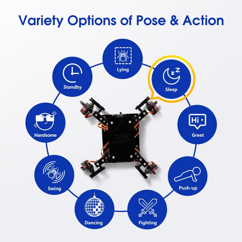 ACEBOTT STEM Robotics Science Kits for Adults, ESP8266 Spider Robot Building Kit, App Remote Control, Walking Crawling Fun Educational Toy for 12 + Year Old Boys, Girls, Teens, Adults Unique Gifts - Image 2