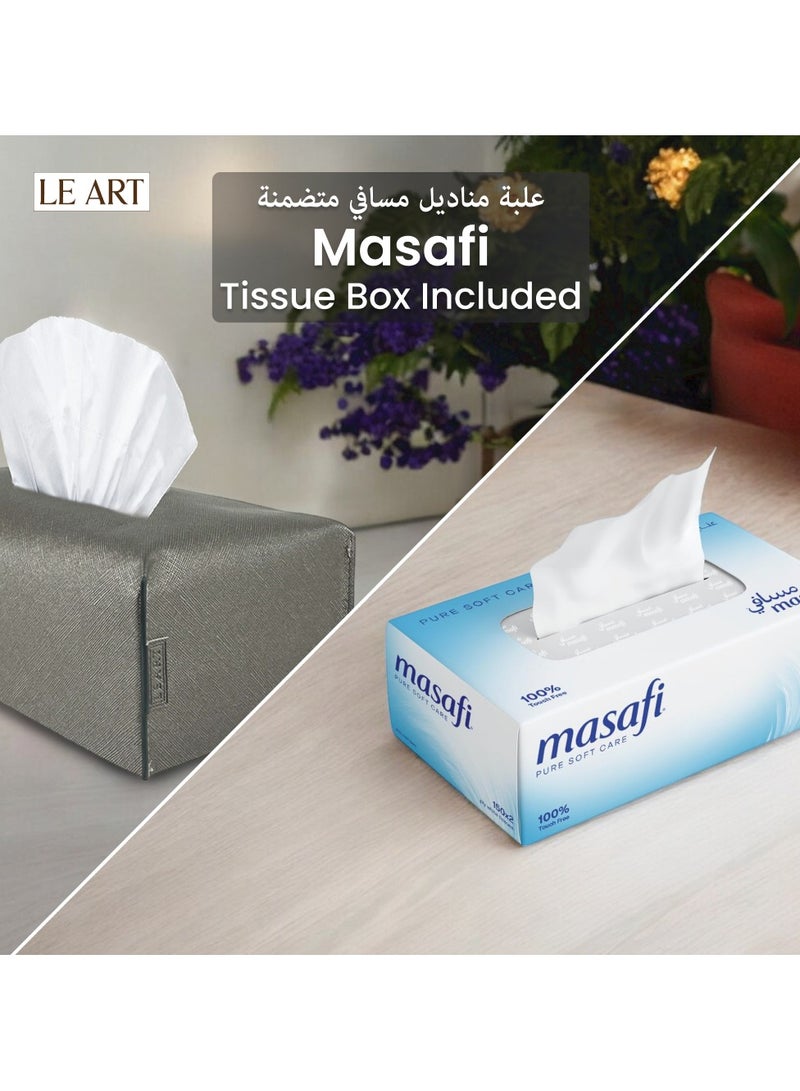 LeArt Leather Tissue Box Cover – Home Decorations for Living Room, Bedroom and Office | Car Tissue Holder | Tissue Holder | Tissue Box Holder for Car | Tissue Box Cover for Car (Metallic Iron)  - Image 5