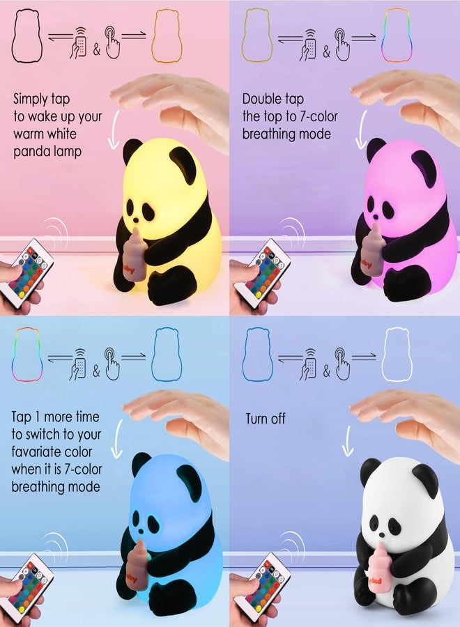 الجستو مصباح ليلي على شكل زجاجة باندا من جيستو، قابل لإعادة الشحن، مصنوع من السيليكون - مصباح LED بـ 16 لونًا متغيرًا مع جهاز تحكم عن بعد | قابل لتعديل شدة الإضاءة ووظيفة مؤقت | 4 أوضاع إضاءة. مصباح ليلي لطيف لغرفة الأطفال، هدية عيد ميلاد، للأولاد والبنات. - Image 3