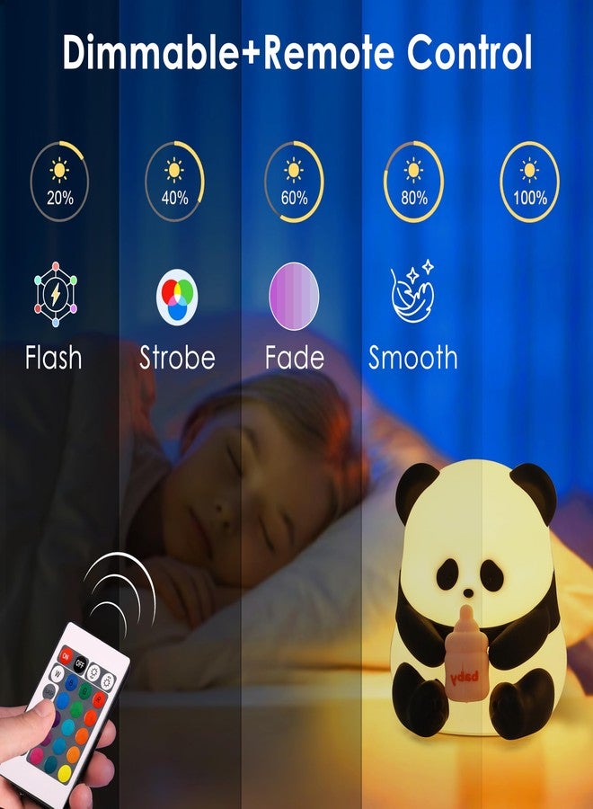 الجستو مصباح ليلي على شكل زجاجة باندا من جيستو، قابل لإعادة الشحن، مصنوع من السيليكون - مصباح LED بـ 16 لونًا متغيرًا مع جهاز تحكم عن بعد | قابل لتعديل شدة الإضاءة ووظيفة مؤقت | 4 أوضاع إضاءة. مصباح ليلي لطيف لغرفة الأطفال، هدية عيد ميلاد، للأولاد والبنات. - Image 2