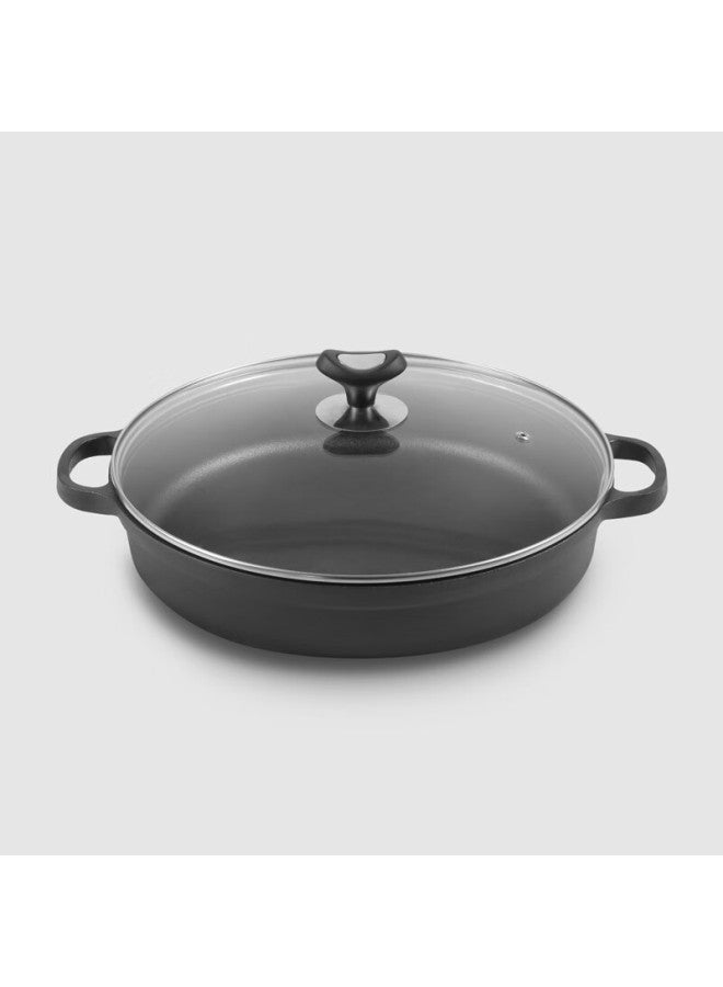 Telssida Double-handled Cast Iron Flat-bottom Pan, Thickened Iron Pan, Pancake Griddle, Non-stick Uncoated Frying Pan, Steamed Bun Pan, Traditional Pancake Griddle - Image 4