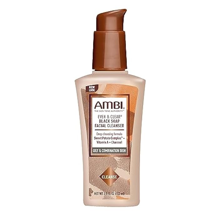 Ambi Even & Clear Purifying Charcoal Black Soap Facial Cleanser With Nutrient Rich Sweet Potato Complex | Helps Even Skin Tone | 3.5 Ounce - Image 1