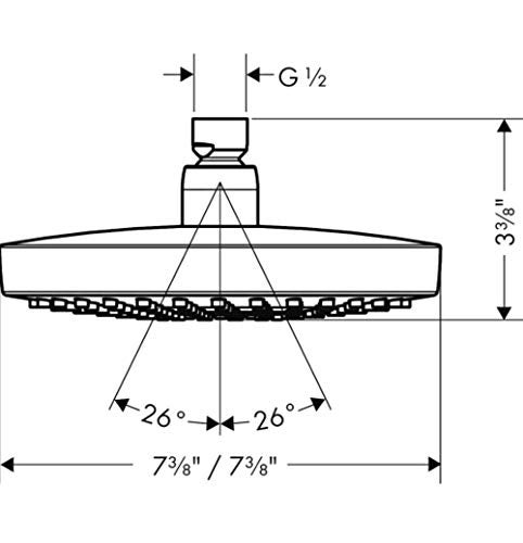 hansgrohe Croma Select S 7-inch Water Saving Low Flow Showerhead Modern 2-Spray Rain, IntenseRain with QuickClean in Brushed Nickel, 04388820 - Image 2