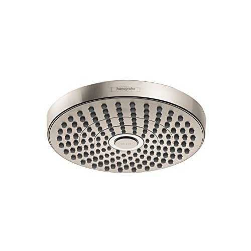 hansgrohe Croma Select S 7-inch Water Saving Low Flow Showerhead Modern 2-Spray Rain, IntenseRain with QuickClean in Brushed Nickel, 04388820 - Image 1