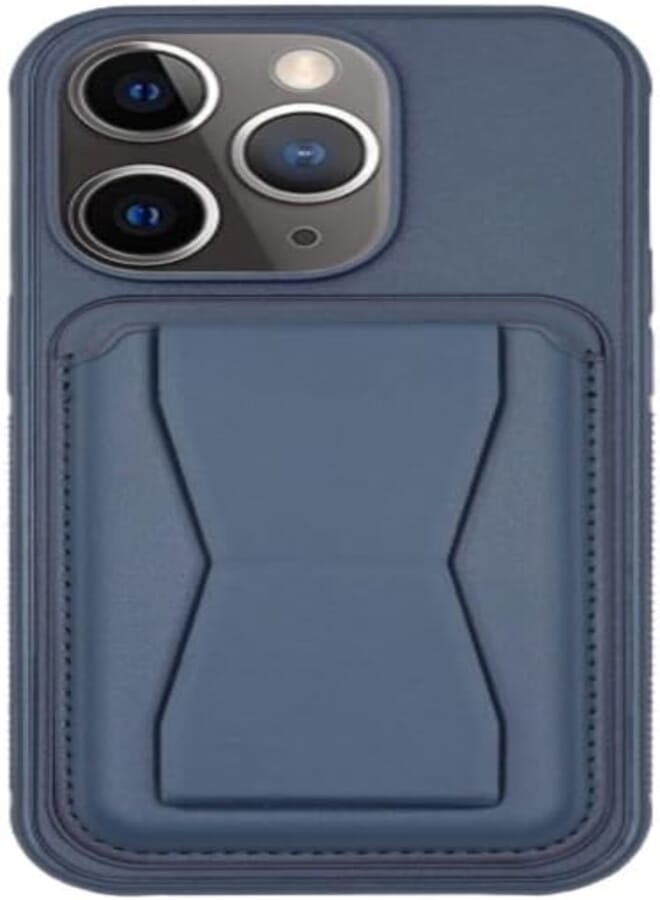 Next Store Leather Case Compatible with iPhone 15Pro Shockproof Leather Back Card Storage Plus Phone Holder (Navy)